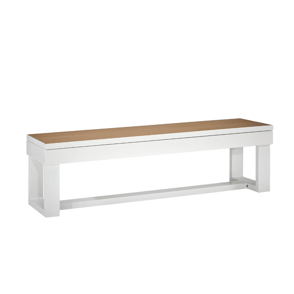 American Heritage Lanai Outdoor Pool Table Full Set White bench - Game Room Spot