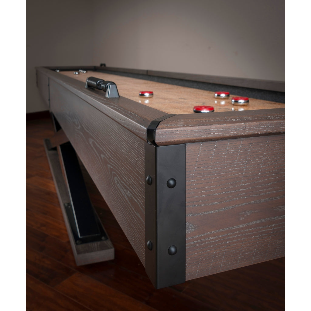 American Heritage Quest 14 Foot Shuffleboard Table corner - Game Room Spot