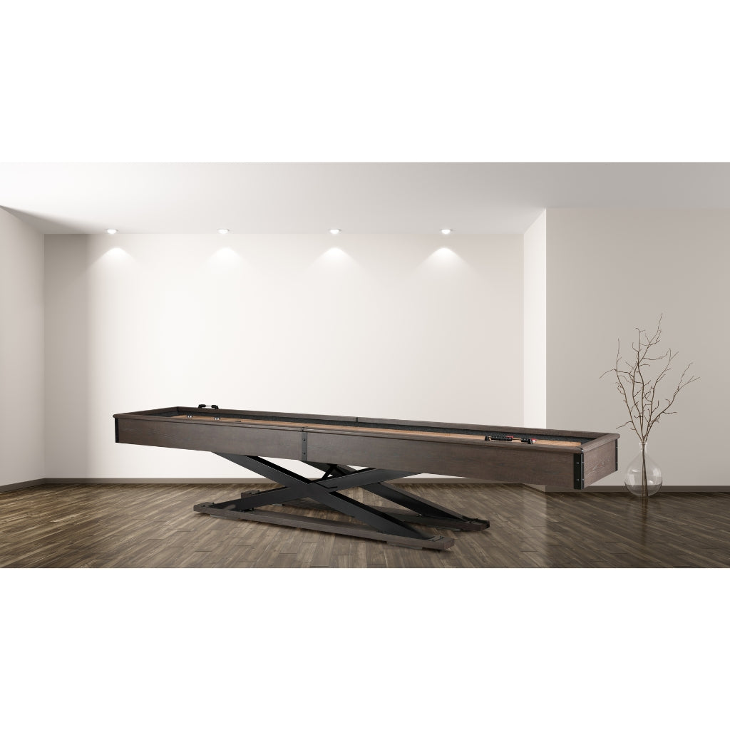 American Heritage Quest 14 Foot Shuffleboard Table display - Game Room Spot
