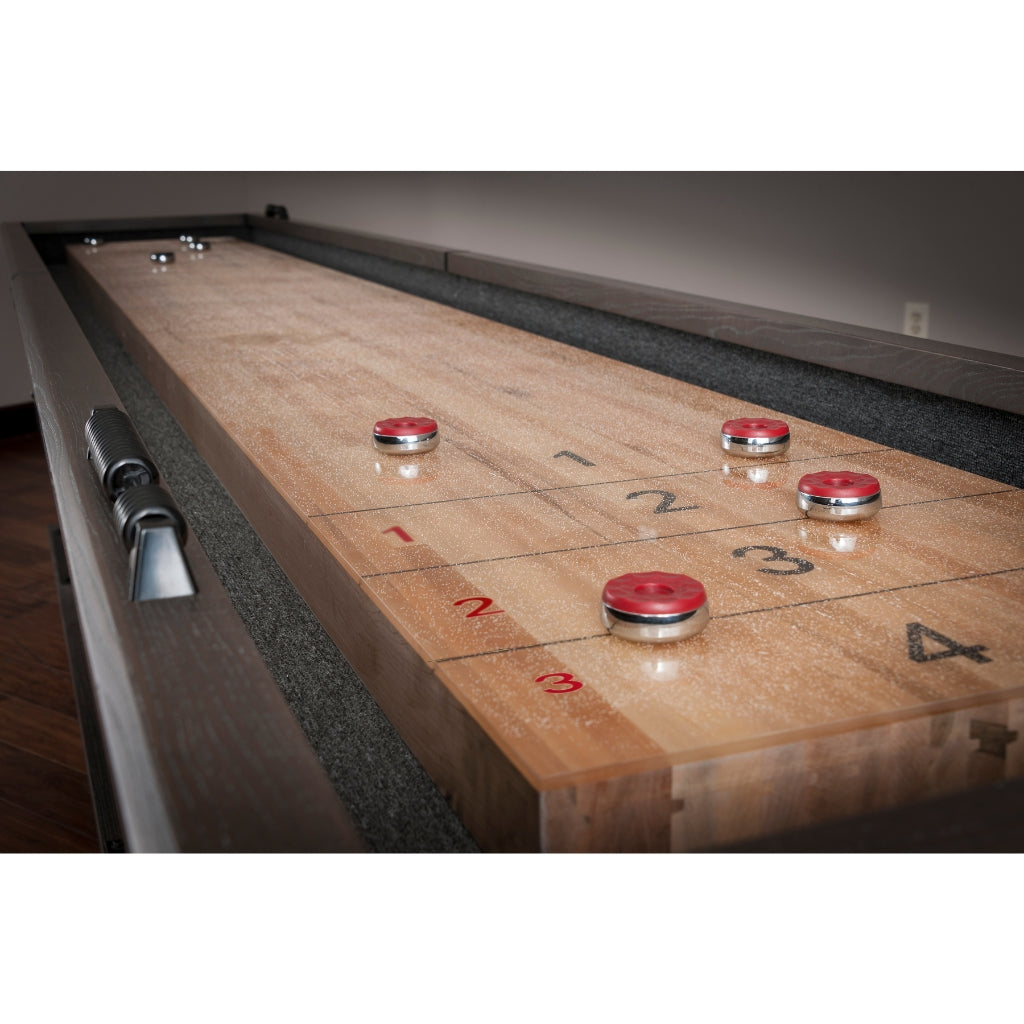 American Heritage Quest 14 Foot Shuffleboard Table scorer - Game Room Spot