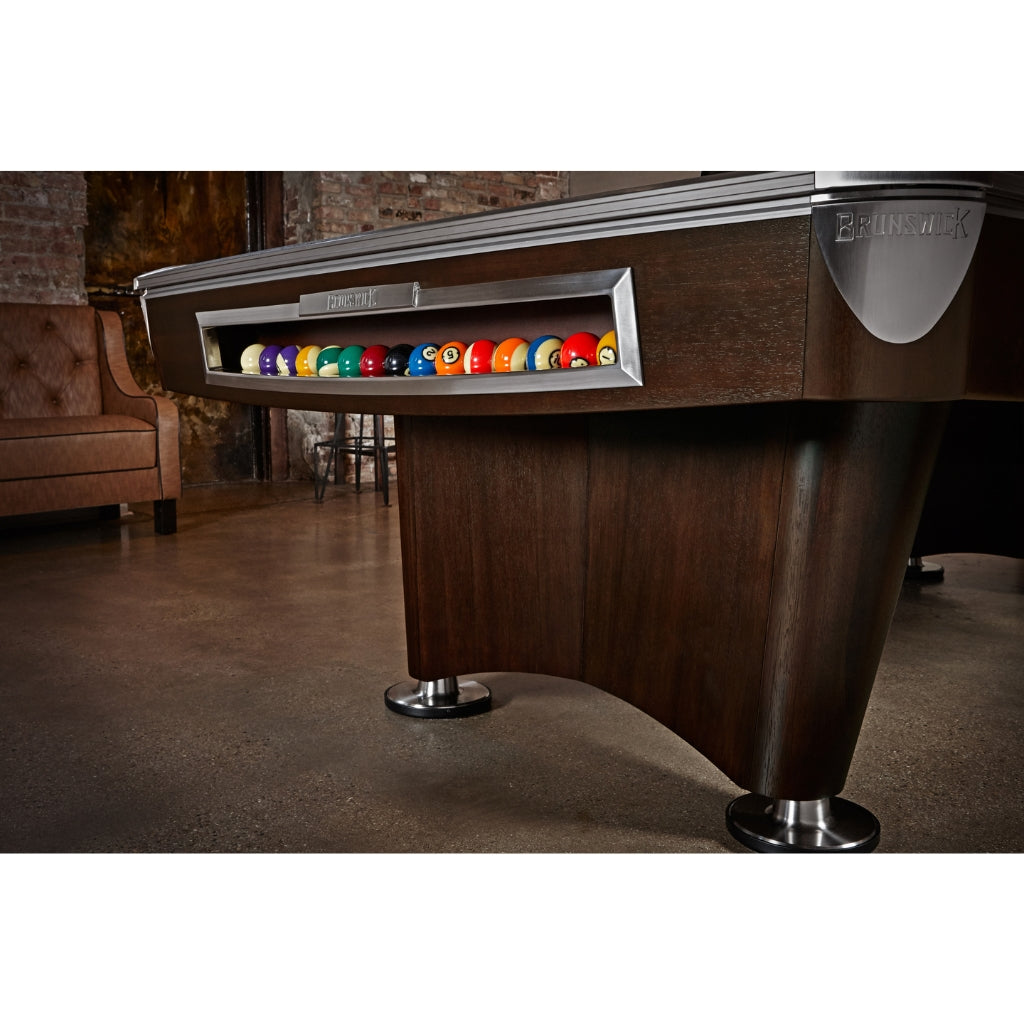 Brunswick Billiards Gold Crown VI Pool Table pockets - Game Room Spot