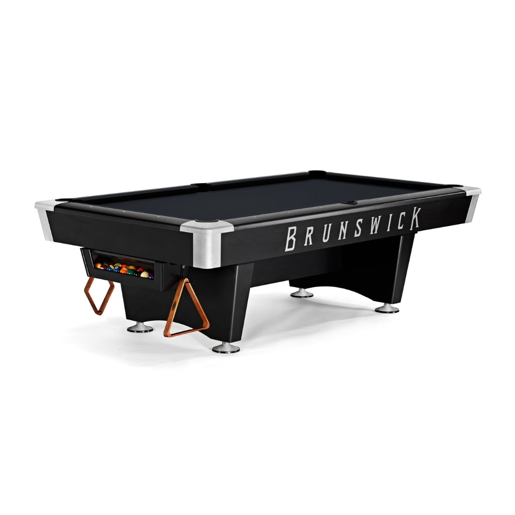 Brunswick Black Wolf Pro Pool Table Gully Return in Ebony - Game Room Spot