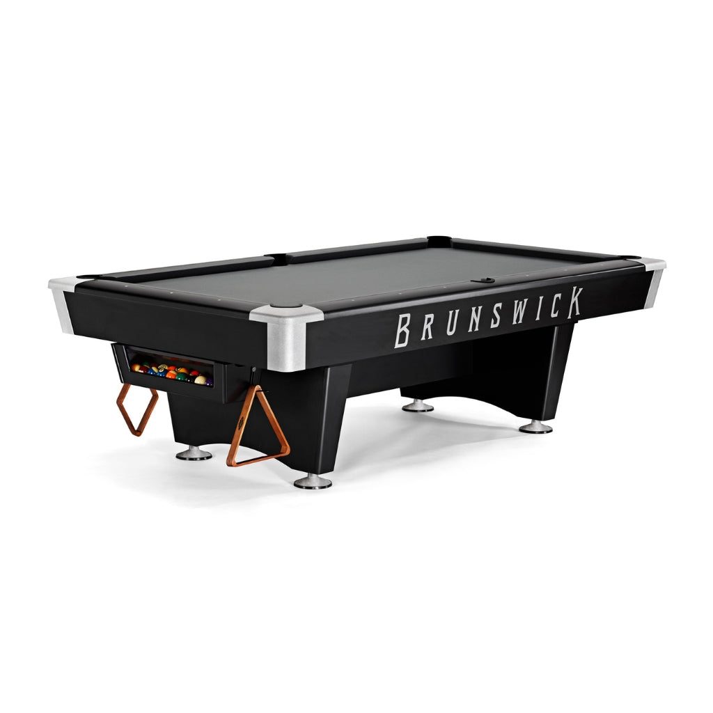 Brunswick Black Wolf Pro Pool Table Gully Return in Gun Metal Grey - Game Room Spot