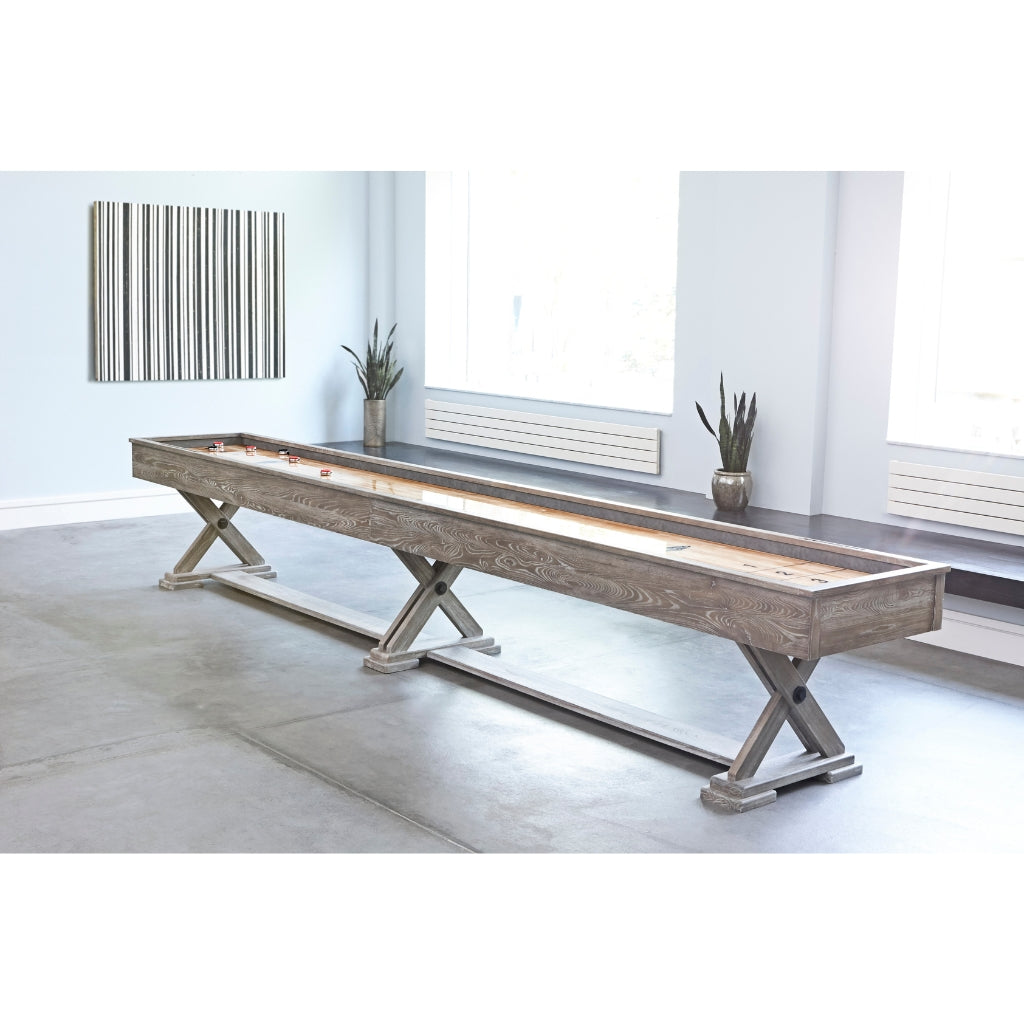 Brunswick Brixton 12' Shuffleboard Table display - Game Room Spot