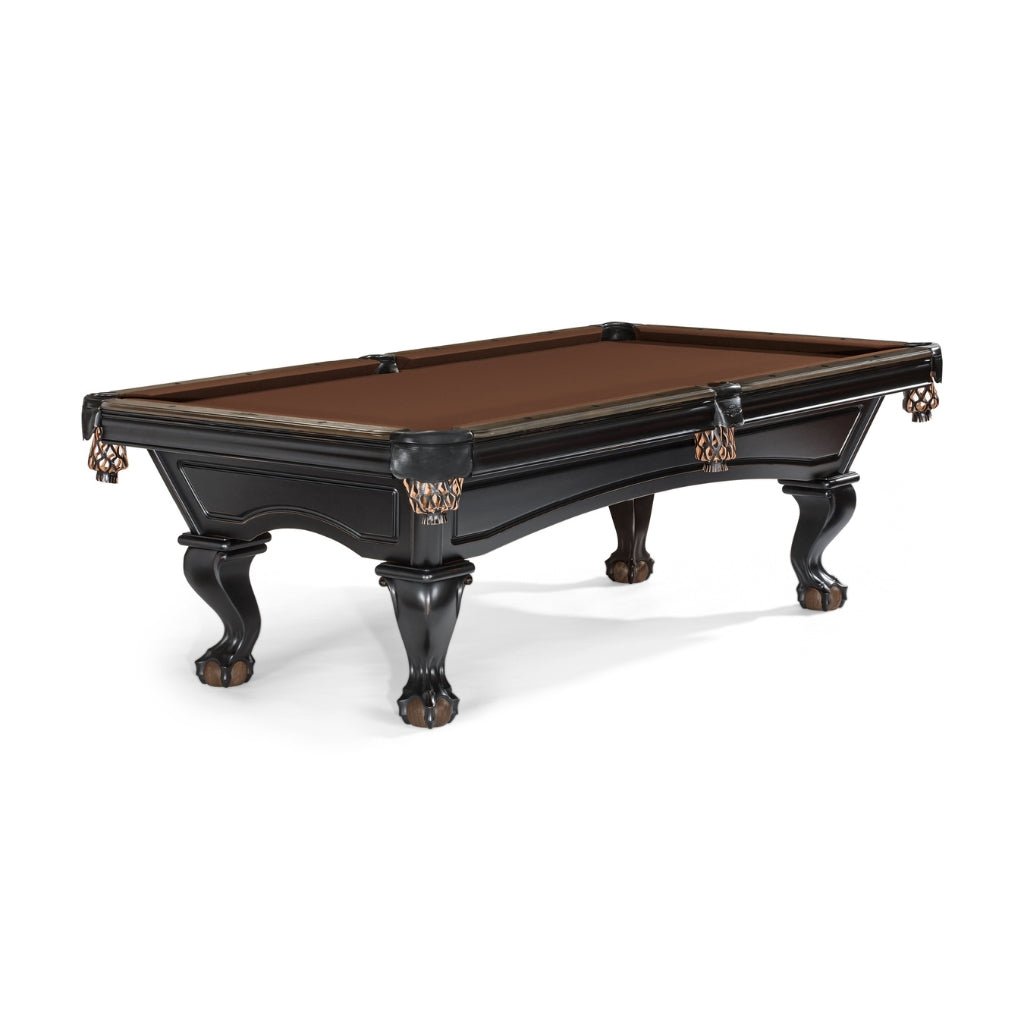 Brunswick Glenwood 8' Matte Black Pool Table Talon legs in Chocolate Brown - Game Room Spot