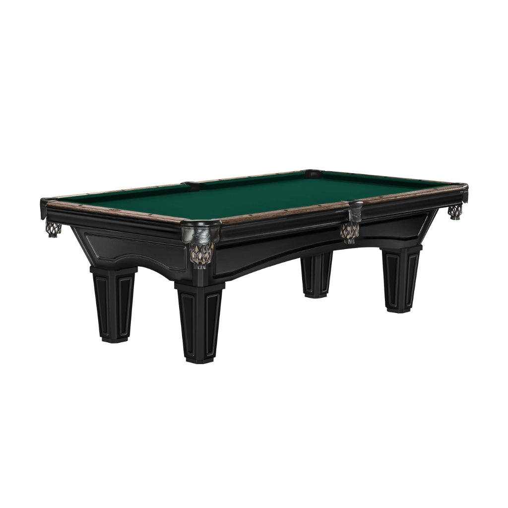 Brunswick Glenwood Matte Black Pool Table Tapered in Timberline - Game Room Spot