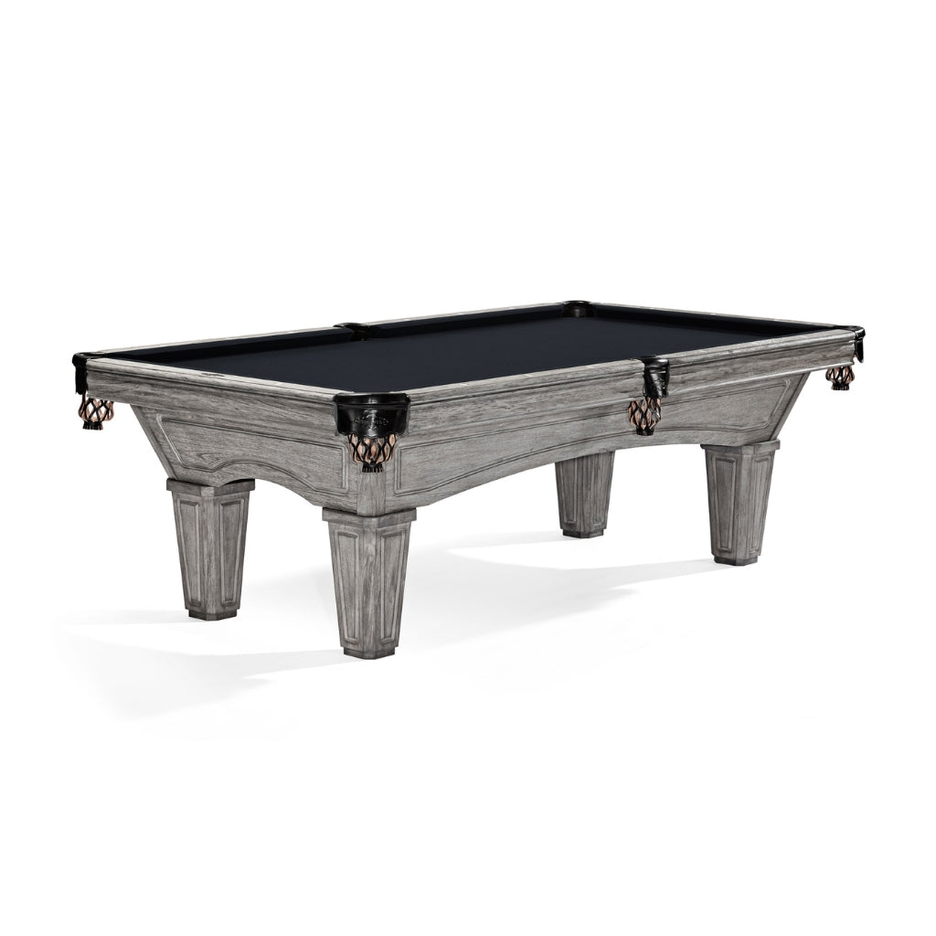 Brunswick Glenwood 8' Rustic Grey Pool Table Tapered in Ebony - Game Room Spot