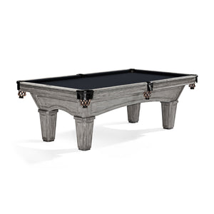 Brunswick Glenwood 8' Rustic Grey Pool Table Tapered in Ebony - Game Room Spot