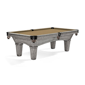Brunswick Glenwood 8' Rustic Grey Pool Table Tapered in Sahara - Game Room Spot