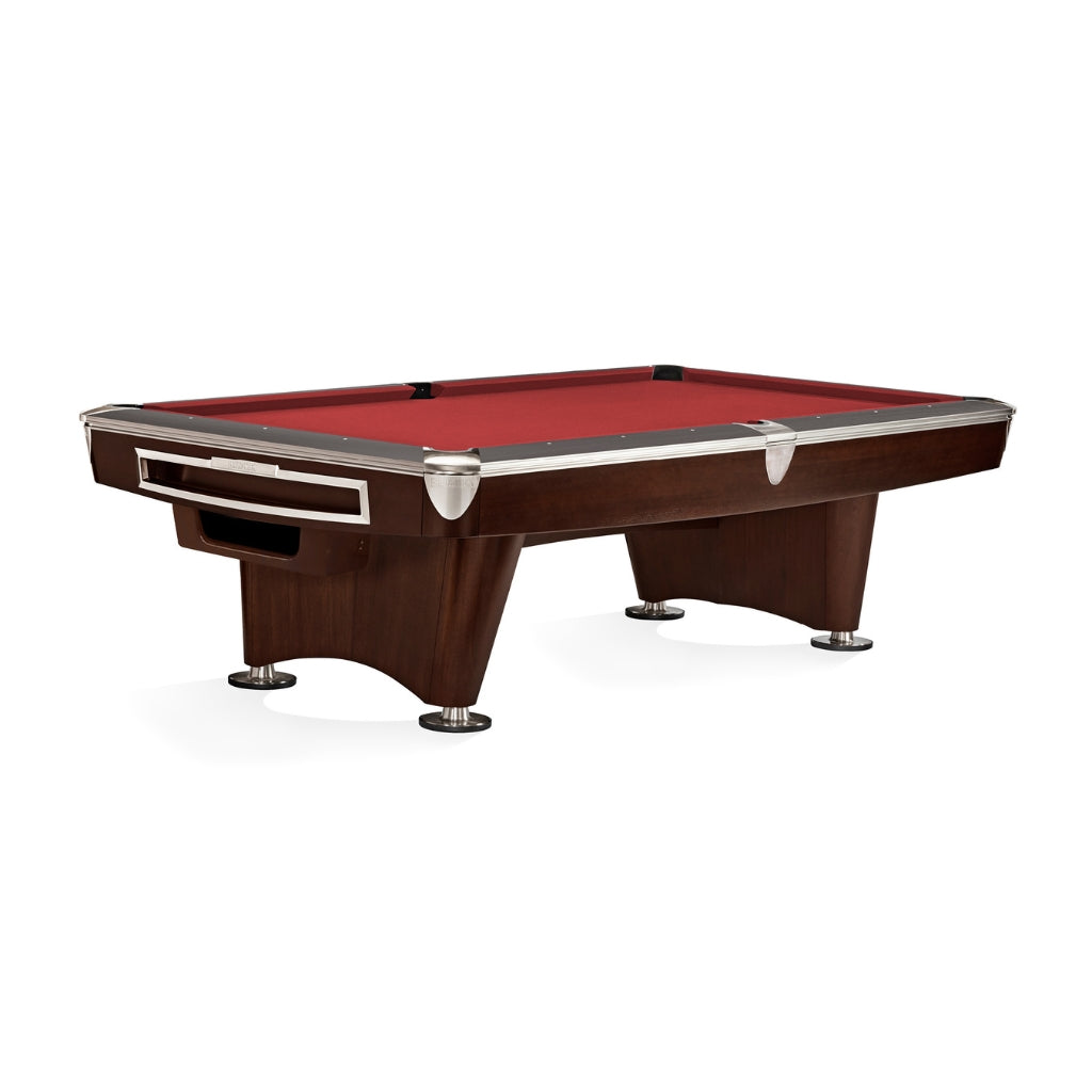 Brunswick Gold Crown VI 9' Pool Table Gully in Cardinal Red - Game Room Spot