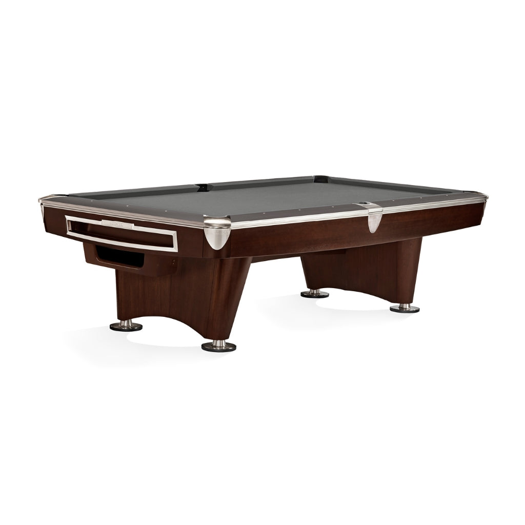 Brunswick Gold Crown VI 9' Pool Table Gully in Gun Metal Grey - Game Room Spot