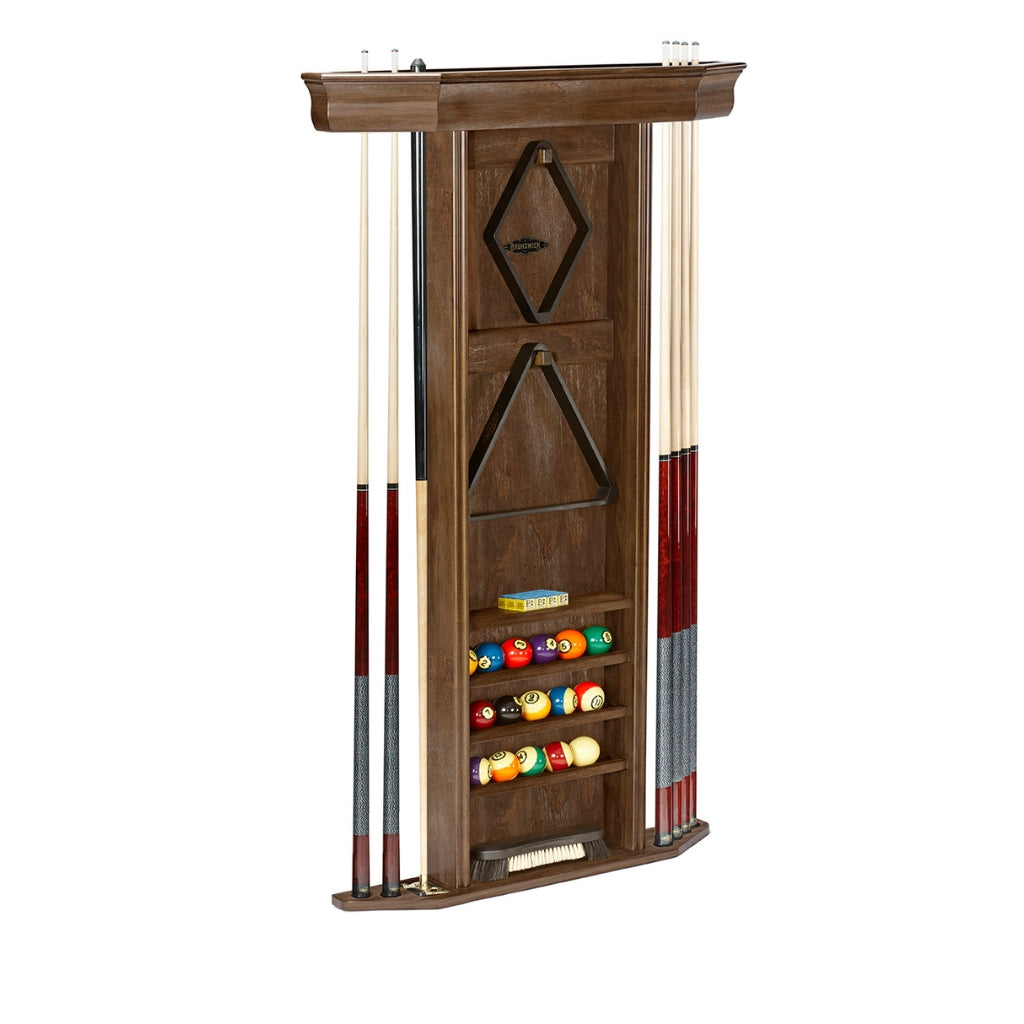 Brunswick Heritage Wall Cue Rack Nutmeg - Game Room Spot