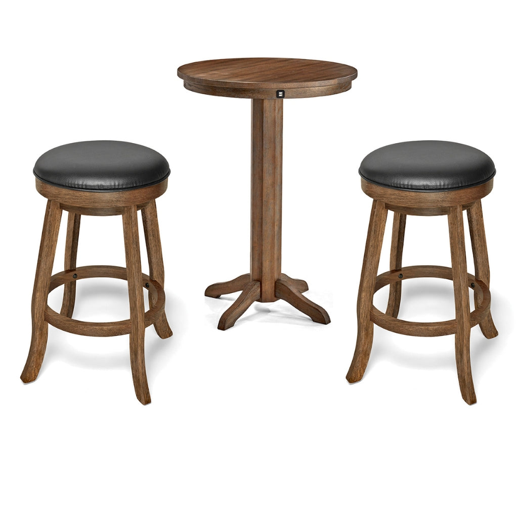 Brunswick Traditional Pub Table Set in Rustic Dark Brown - Game Room Spot