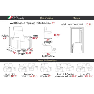 Valencia Monza Carbon Fiber Home Theater Seating Dimensions - Game Room Spot
