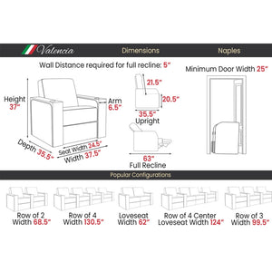 Valencia Naples Elegance Home Theater Seating Dimensions - Game Room Spot