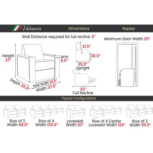 Valencia Naples Prestige Home Theater Seating Dimensions - Game Room Spot