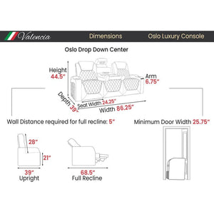 Valencia Oslo Luxury Console Edition Home Theater Seating Dimensions - Game Room Spot