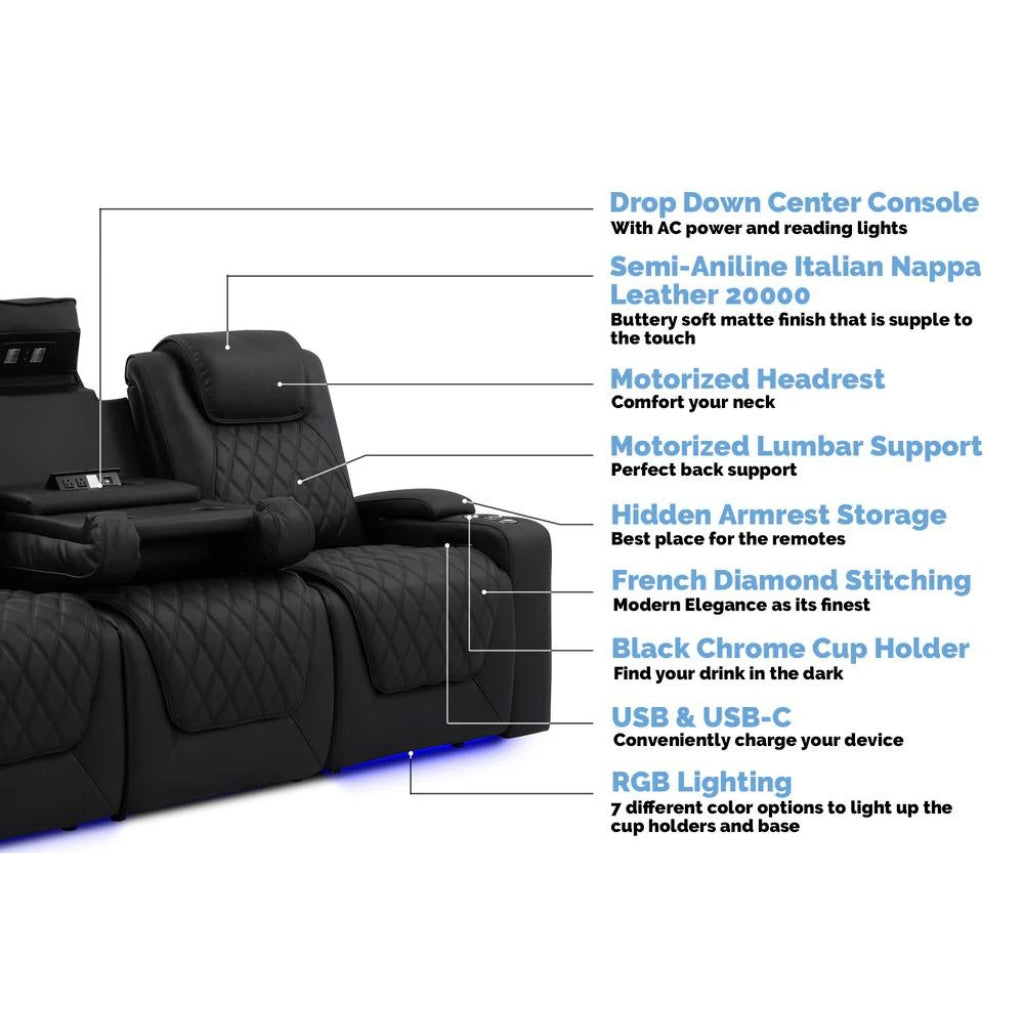 Valencia Oslo Luxury Console Edition Home Theater Seating Features - Game Room Spot