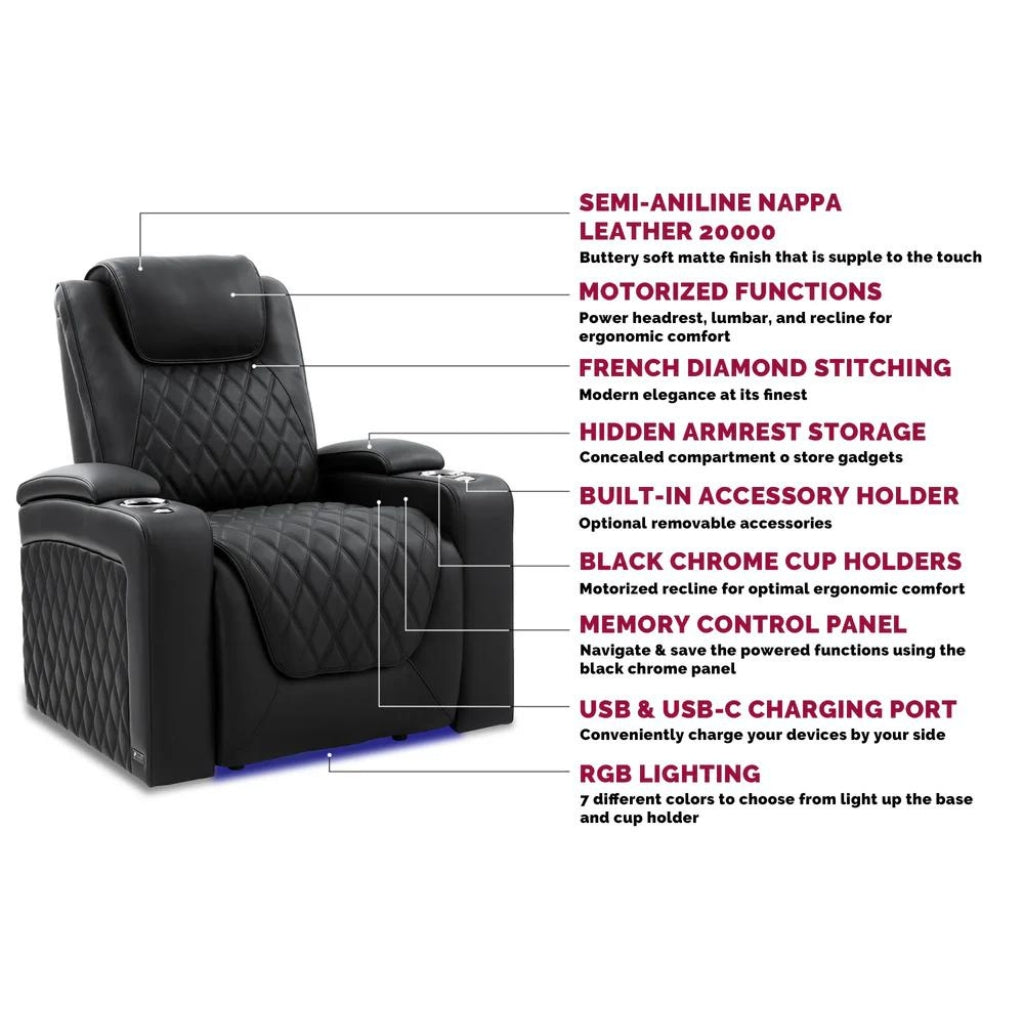 Valencia Oslo Luxury Home Theater Seating Features - Game Room Spot