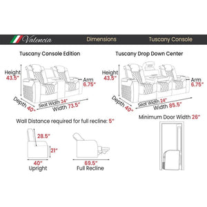 Valencia Tuscany Luxury Console Edition Home Theater Seating Dimensions - Game Room Spot