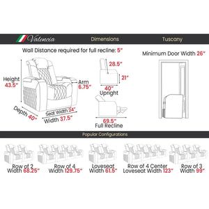 Valencia Tuscany Ultimate Edition Home Theater Seating Dimensions - Game Room Spot