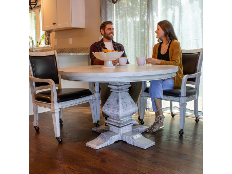 Hathaway Montecito 48" Poker Table and Dining Top with 4 Arm Chairs on Display