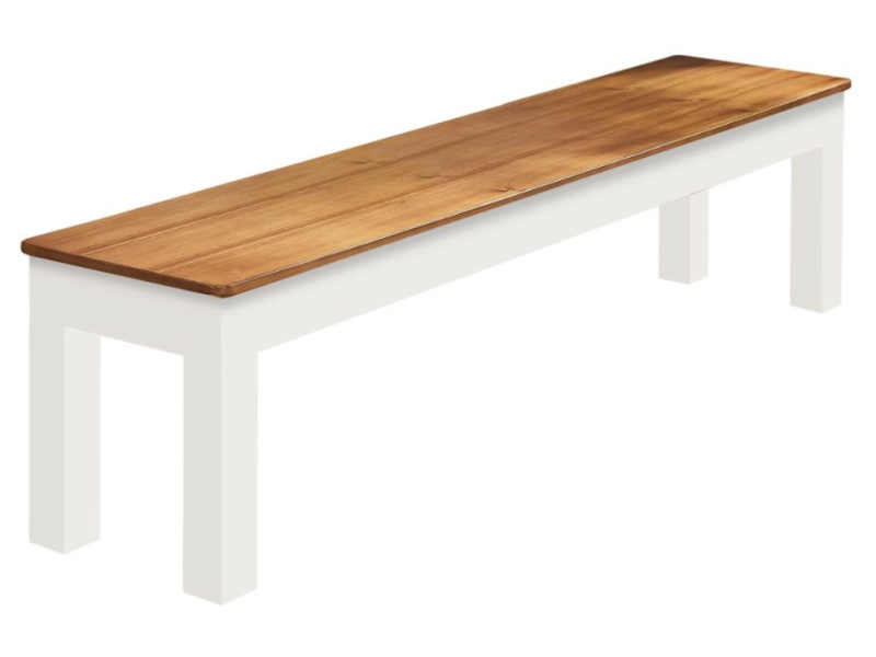Imperial 76" Unpadded Storage Bench in Acacia & White