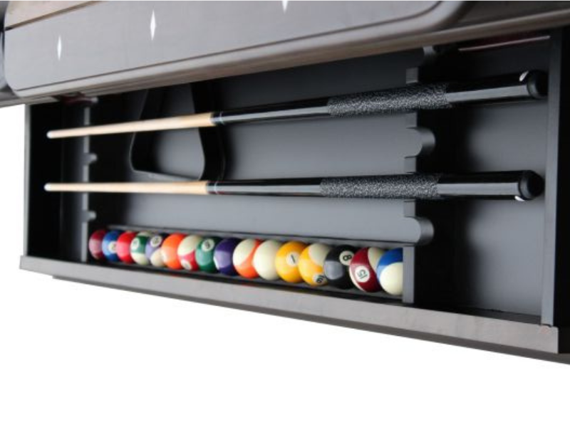 Plank & Hide Elias 8 Foot Pool Table's Opened Drawer