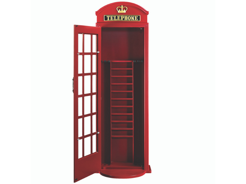 RAM Game Room Old English Telephone Booth Floor Cue Holder
