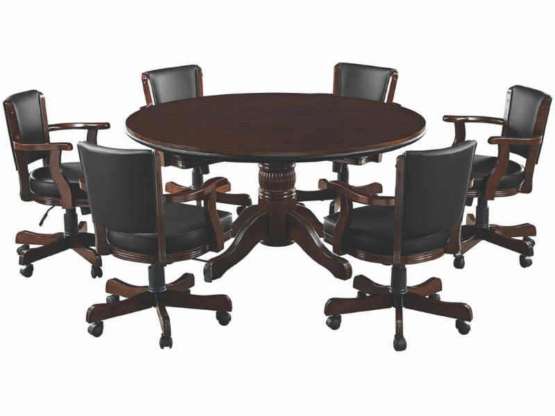 RAM Game Room 60" 2 in 1 Game Table with 6 Swivel Game Chairs