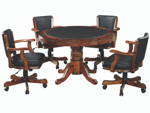 RAM Game Room 48" Game Table Set with 4 Swivel Game Chairs