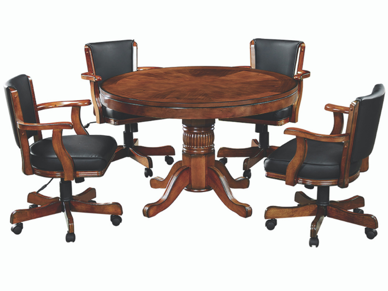 RAM Game Room 48" Game Table Set with 4 Swivel Game Chairs