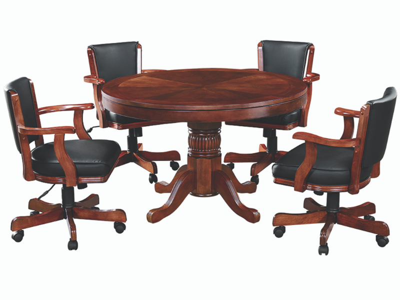 RAM Game Room 48" Game Table Set with 4 Swivel Game Chairs
