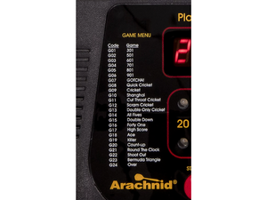 Arachnid Cricket Pro 650 Standing Electronic Dartboard's Games List