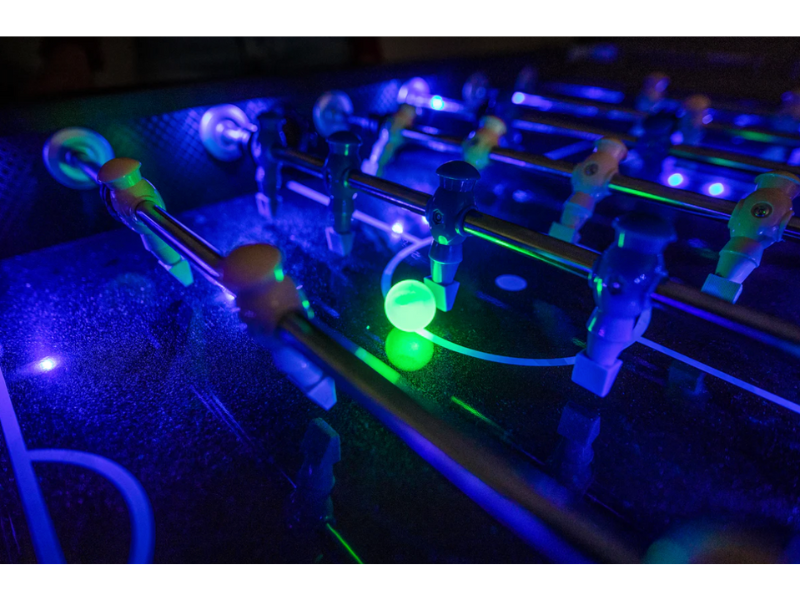 Atomic Azure 56" LED Light Up Foosball Table's Playfield