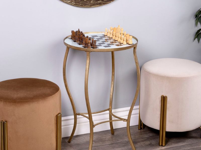 Butler Specialty Company Judith Antique Gold Game Table on Display