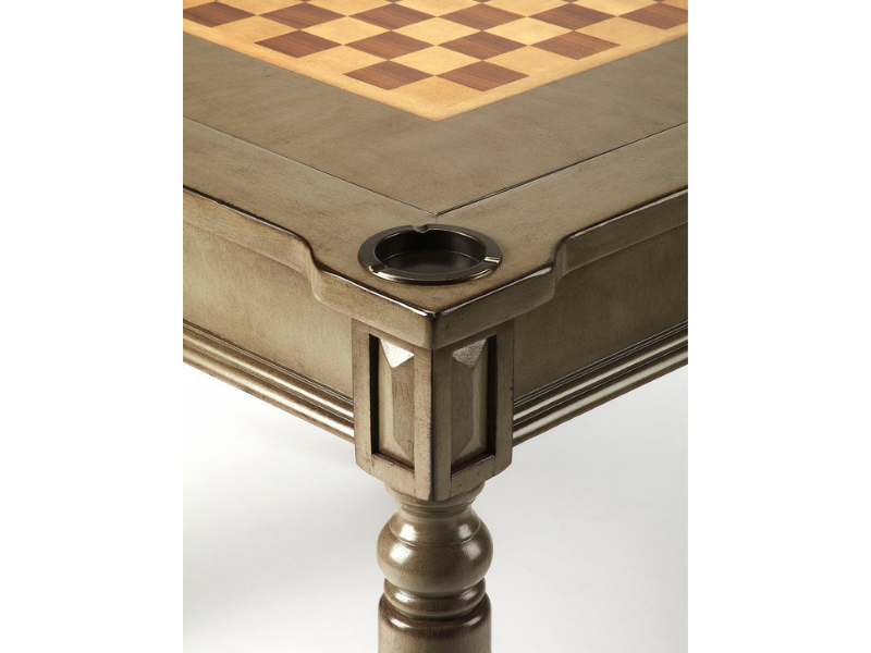 Butler Specialty Company Vincent Silver Satin Multi-Game Card Table's Corner View