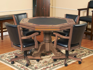 Hathaway Kingston 48" Poker Table Combo Set with 4 Arm Chairs on Display