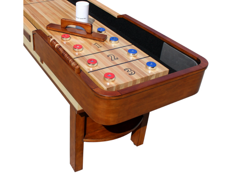 Hathaway Merlot 9 Foot Shuffleboard Table's Close-up View