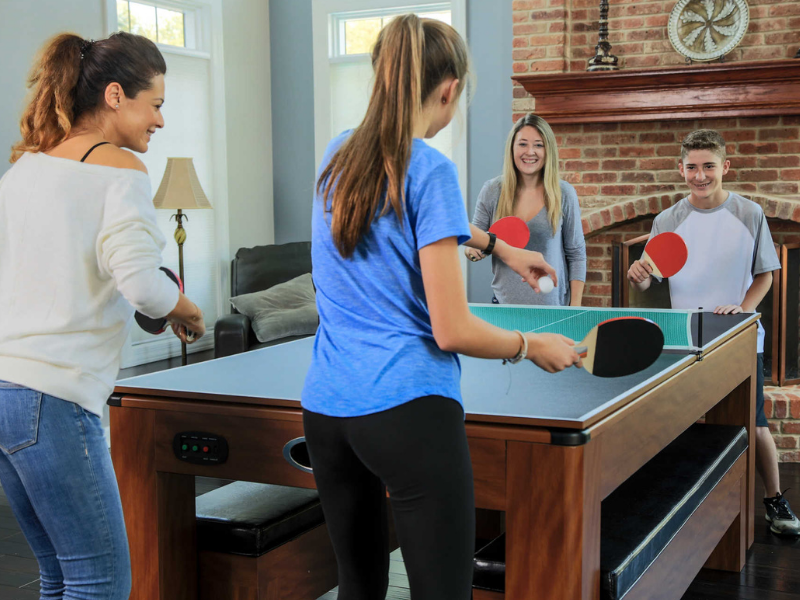Hathaway Sherwood 7 Foot Air Hockey Table with table tennis top on Display