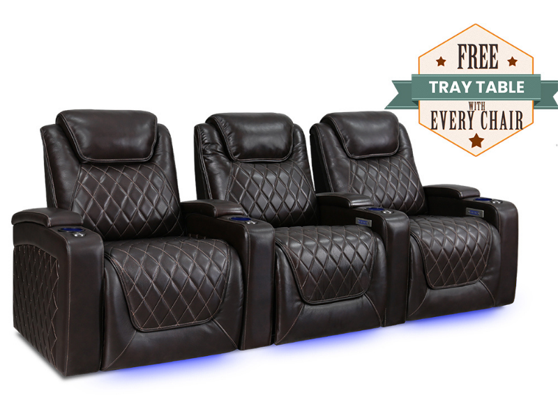 Valencia Oslo dark Chocolate Home Theater Seating Row of 3