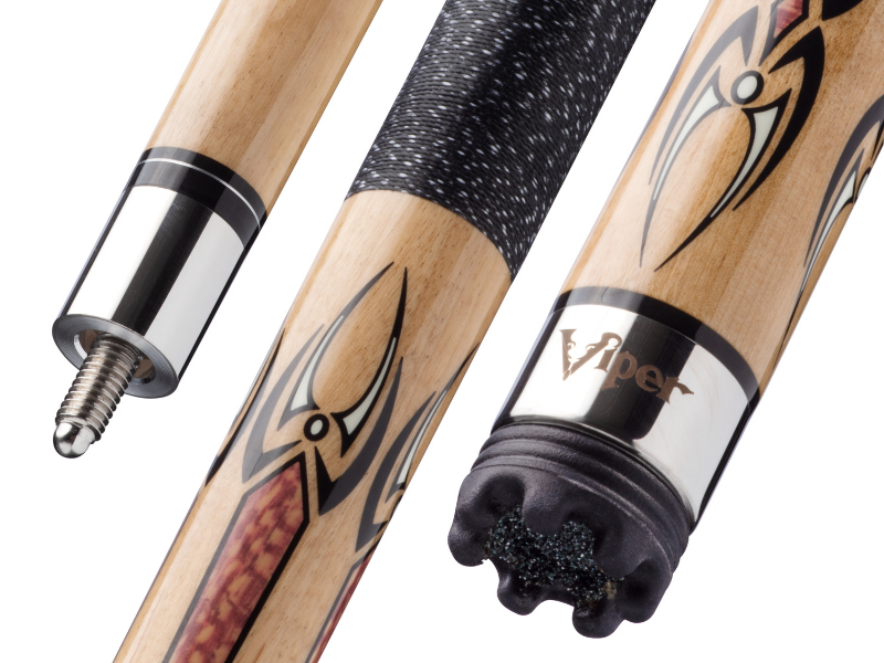 Viper Sinister Black and White Wrap with Brown Stain Billiard/Pool Cue Stick