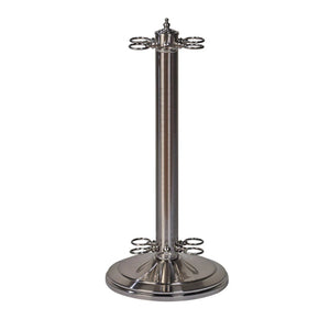 American Heritage 6-Cue Metal Floor Cue Rack in Brushed Chrome - Game Room Spot