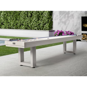 American Heritage Lanai 12 Foot Outdoor Shuffleboard Table on Display - Game Room Spot