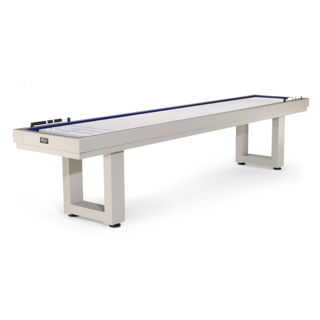 American Heritage Lanai 12 Foot Outdoor Shuffleboard Table in Oyster Grey - Game Room Spot