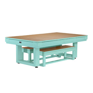 American Heritage Lanai Outdoor Pool Table Full Set in Teal - Game Room Spot