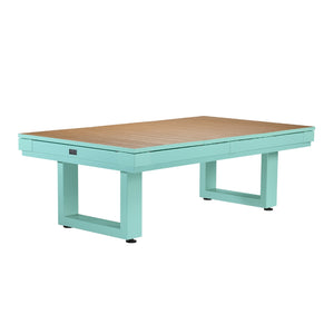 American Heritage Lanai Outdoor Pool Table Full Set in Teal cover - Game Room Spot