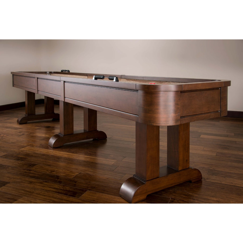 American Heritage Milan 14 Foot Shuffleboard Table side - Game Room Spot