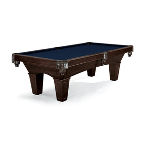 Brunswick Allenton Espresso Pool Table Tapered in Midnight Blue - Game Room Spot