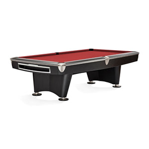Brunswick Billiards Gold Crown VI Pool Table Matte Black in Cardinal Red - Game Room Spot